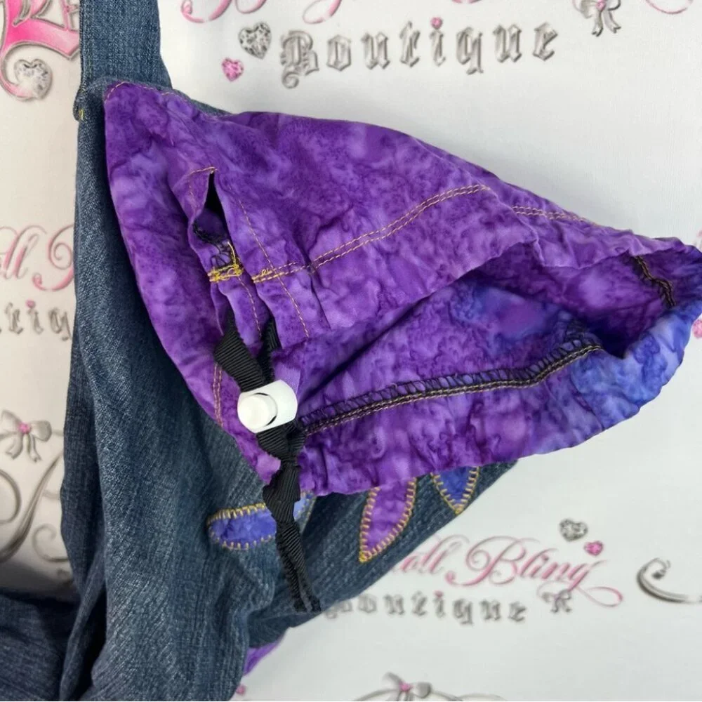 Bag denim long style vintage tie dye floral flowers jeans flowers